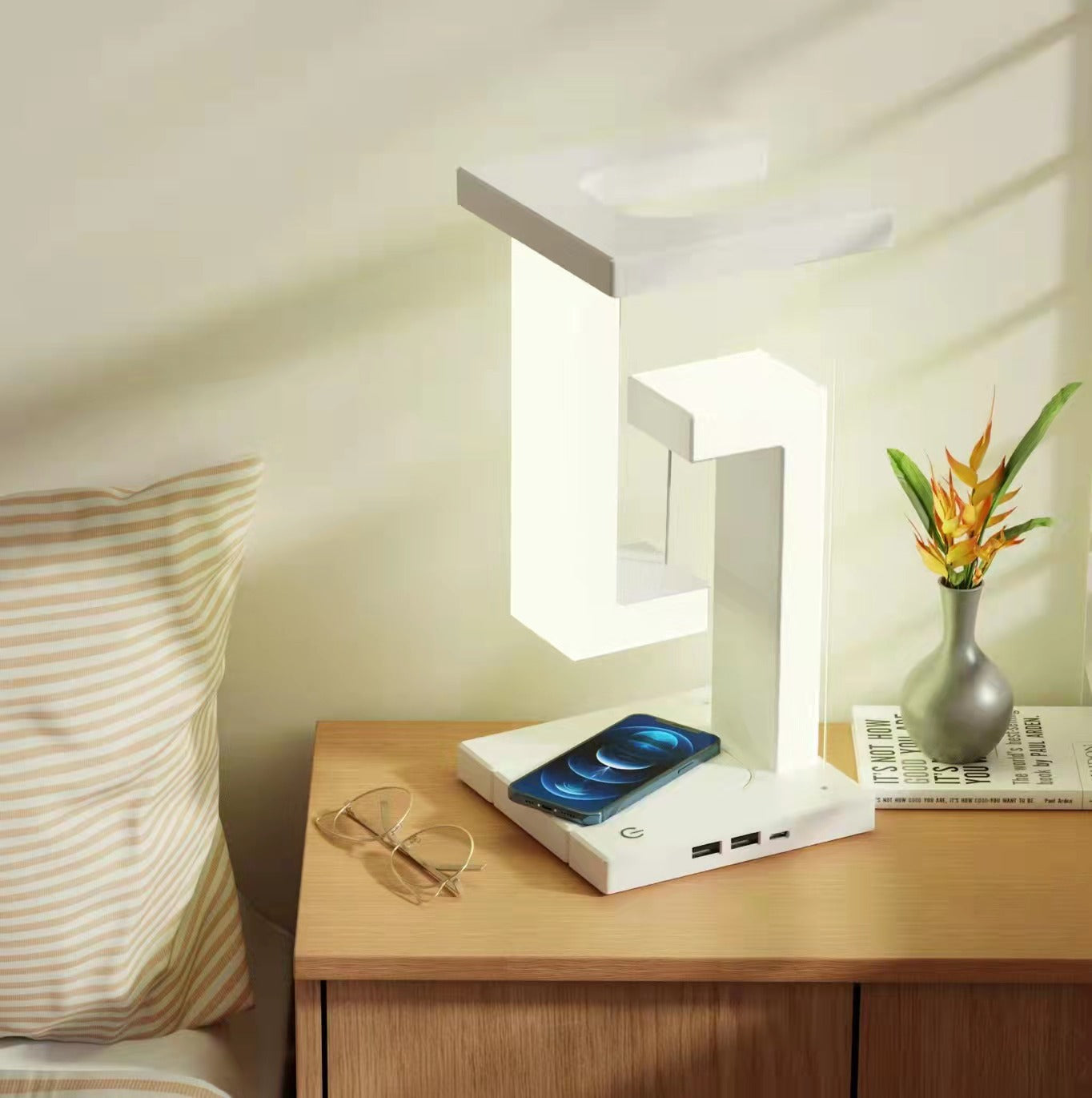 Levitating Wireless Charging Lamp — Floating Light for Bedroom & Living Room